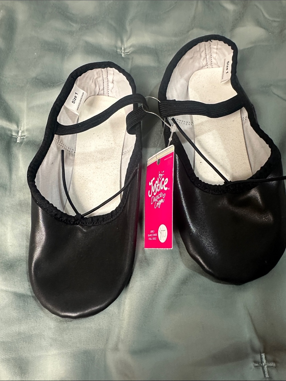 Justice Black Girls Ballet Flats with Elastic Strap